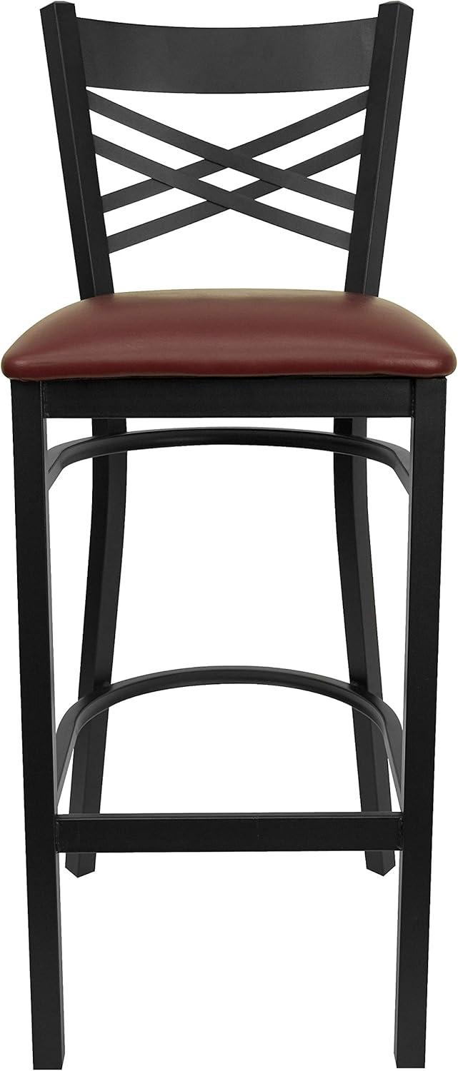 image:imageFlash Furniture HERCULES Series Black X Back Metal Restaurant Barstool Black Vinyl SeatBurgundy Vinyl SeatBlack Metal Frame