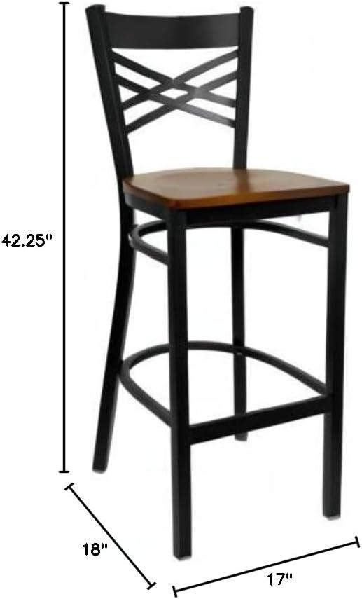 image:imageFlash Furniture HERCULES Series Black X Back Metal Restaurant Barstool Black Vinyl SeatCherry Wood SeatBlack Metal Frame
