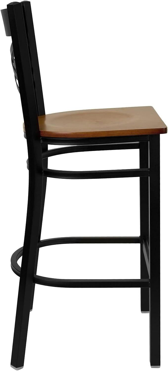 image:imageFlash Furniture HERCULES Series Black X Back Metal Restaurant Barstool Black Vinyl SeatCherry Wood SeatBlack Metal Frame