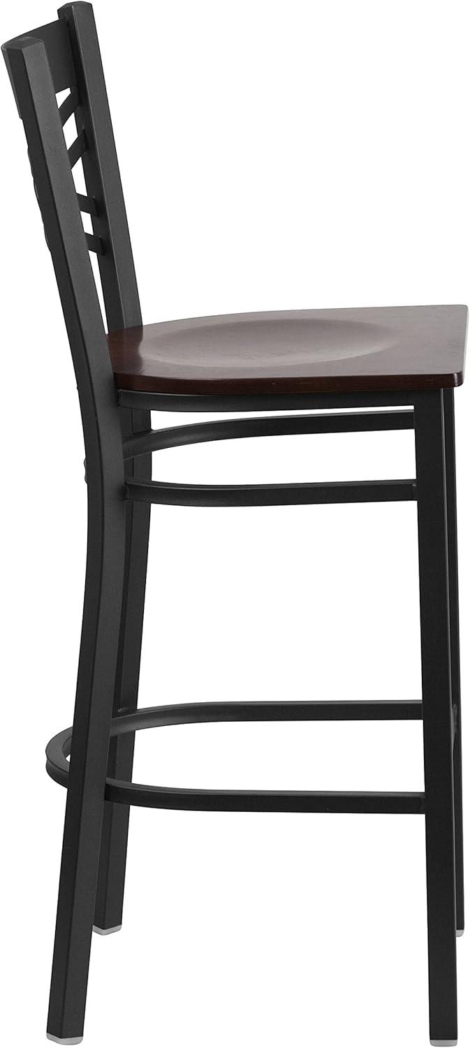 image:imageFlash Furniture HERCULES Series Black X Back Metal Restaurant Barstool Black Vinyl SeatWalnut Wood SeatBlack Metal Frame
