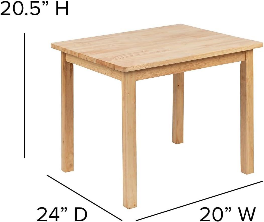 image:imageFlash Furniture Kyndl Kids Solid Hardwood Table and Chair Set for Playroom Bedroom Kitchen 3 Piece Set NaturalNatural