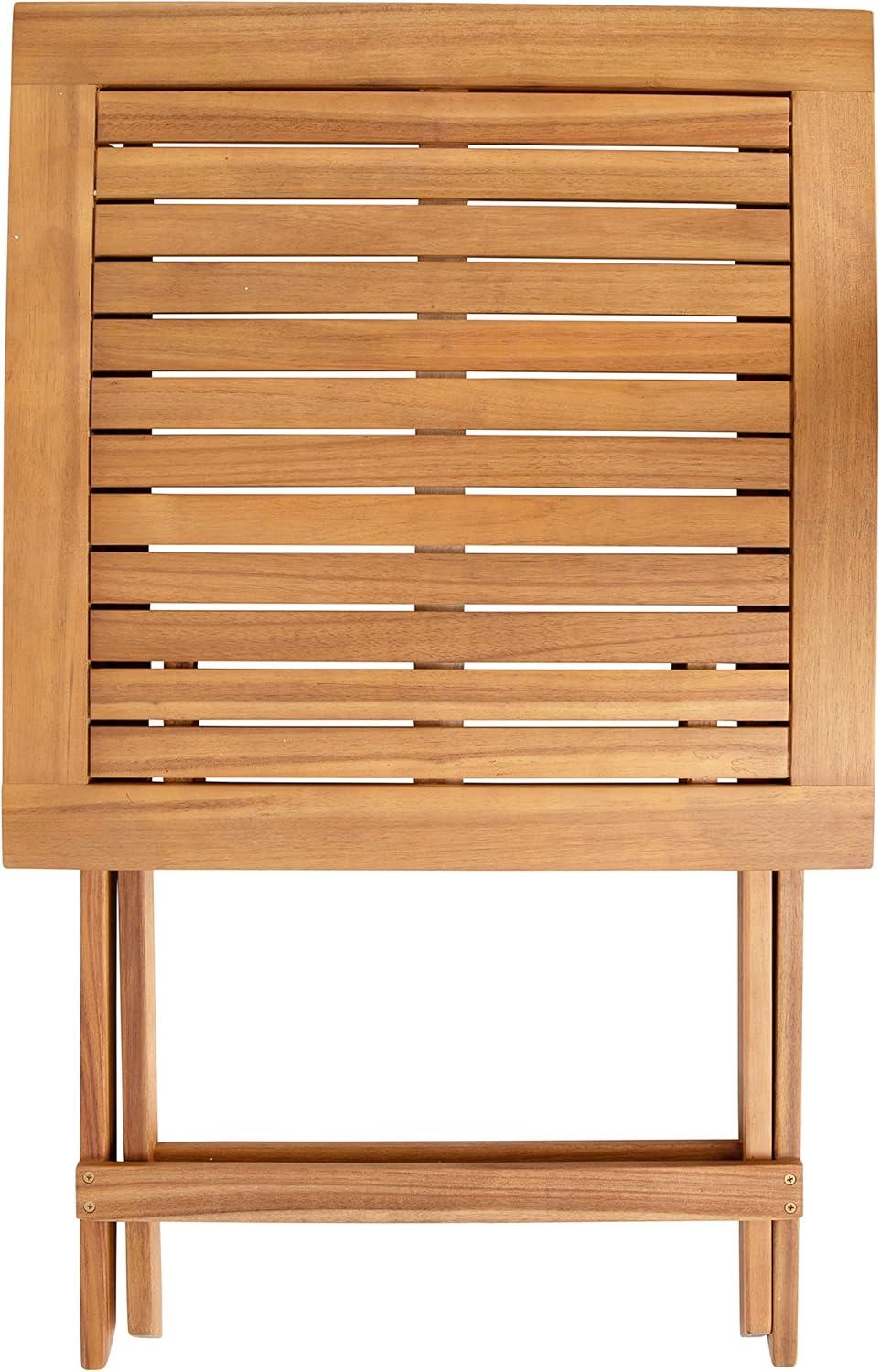 image:imageFlash Furniture Martindale Solid Acacia Wood Folding Patio Table Natural Finish Slatted Top and X Shaped Frame 24 Square Portable For Porch Patio or Sunroom