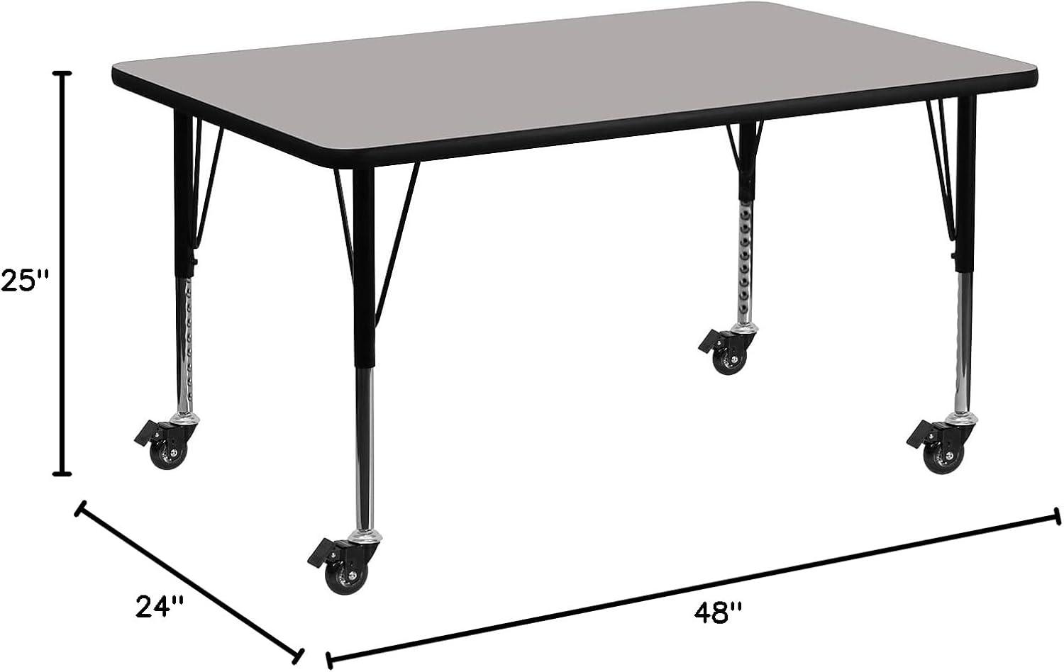 image:imageFlash Furniture Mobile 24W x 48L Rectangular Grey HP Laminate Activity Table Height Adjustable Short LegsGrey