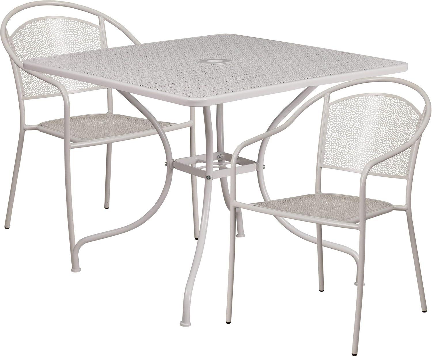 image:imageFlash Furniture Oia Commercial Grade 28 Square Black IndoorOutdoor Steel Patio Table Set with 2 Round Back ChairsSky Blue