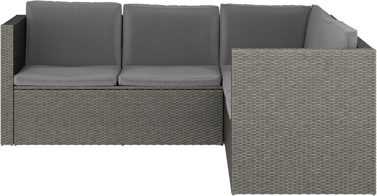 image:imageFlash Furniture Roan Patio Seating Set Wicker PE Rattan Frame LShaped Sectional with Side Lift Coffee Table Storage Back and Seat Cushions BrownNavyGray CushionsGray Frame