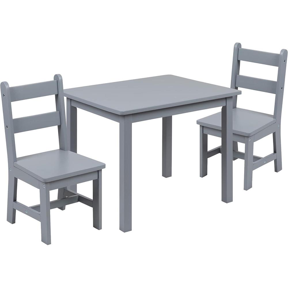 image:imageFlash Furniture Kyndl Kids Solid Hardwood Table and Chair Set for Playroom Bedroom Kitchen 3 Piece Set NaturalGrey