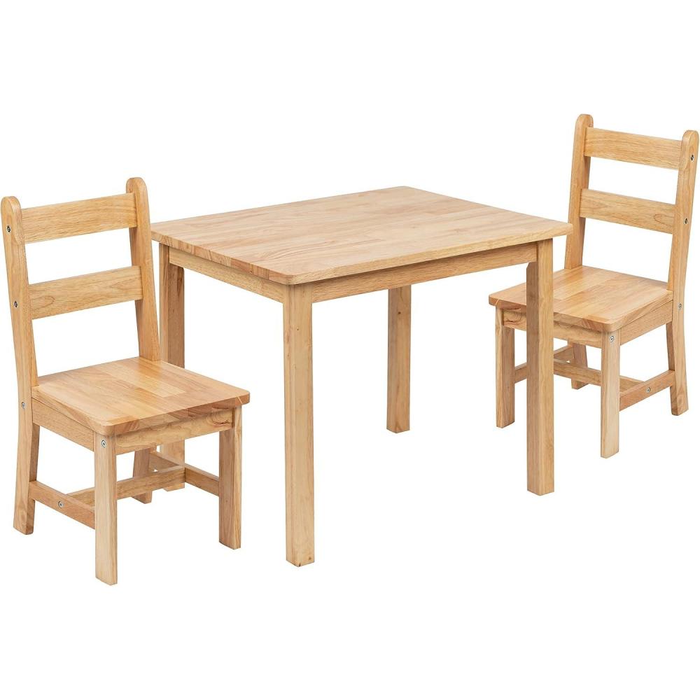 image:imageFlash Furniture Kyndl Kids Solid Hardwood Table and Chair Set for Playroom Bedroom Kitchen 3 Piece Set NaturalNatural