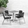 Flash Furniture 23.5” Square Aluminum Indoor-Outdoor Table Set with 4 Dark Brown Rattan Chairs(Black)