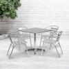 Flash Furniture 31.5” Square Aluminum Indoor-Outdoor Table Set with 4 Slat Back Chairs(Multi Color)