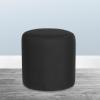Flash Furniture Barrington Upholstered Round Ottoman Pouf with Solid Wood Frame in Black LeatherSoft(Black Fabric)