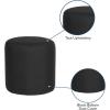 Flash Furniture Barrington Upholstered Round Ottoman Pouf with Solid Wood Frame in Black LeatherSoft(Black Fabric)