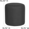 Flash Furniture Barrington Upholstered Round Ottoman Pouf with Solid Wood Frame in Black LeatherSoft(Black Fabric)