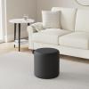Flash Furniture Barrington Upholstered Round Ottoman Pouf with Solid Wood Frame in Black LeatherSoft(Black Leathersoft)