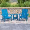 Flash Furniture Charlestown Commercial 2 Chair and Side Table Adirondack Set – Red Poly Resin – Weather Resistant(Blue)