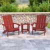 Flash Furniture Charlestown Commercial 2 Chair and Side Table Adirondack Set – Red Poly Resin – Weather Resistant(Red)