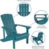 Flash Furniture Charlestown Commercial 2 Chair and Side Table Adirondack Set – Red Poly Resin – Weather Resistant(Sea Foam)