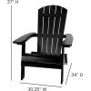 Flash Furniture Charlestown Commercial 2 Folding Chairs and Side Table Adirondack Set – Black Poly Resin – Weather Resistant(Black)