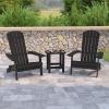 Flash Furniture Charlestown Commercial 2 Folding Chairs and Side Table Adirondack Set – Black Poly Resin – Weather Resistant(Black)