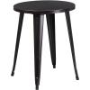 Flash Furniture Commercial Grade 24″ Round Blue Metal Indoor-Outdoor Table Set with 2 Cafe Chairs(Black-antique Gold)