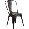 Flash Furniture Commercial Grade 24″ Round Blue Metal Indoor-Outdoor Table Set with 2 Cafe Chairs(Black-antique Gold)