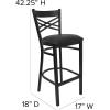 Flash Furniture HERCULES Series Black ”X” Back Metal Restaurant Barstool – Black Vinyl Seat(Black Vinyl Seat/Black Metal Frame)