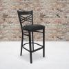 Flash Furniture HERCULES Series Black ”X” Back Metal Restaurant Barstool – Black Vinyl Seat(Black Vinyl Seat/Black Metal Frame)