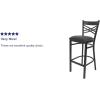 Flash Furniture HERCULES Series Black ”X” Back Metal Restaurant Barstool – Black Vinyl Seat(Black Vinyl Seat/Black Metal Frame)