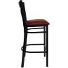 Flash Furniture HERCULES Series Black ”X” Back Metal Restaurant Barstool – Black Vinyl Seat(Burgundy Vinyl Seat/Black Metal Frame)