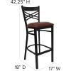Flash Furniture HERCULES Series Black ”X” Back Metal Restaurant Barstool – Black Vinyl Seat(Burgundy Vinyl Seat/Black Metal Frame)