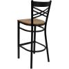 Flash Furniture HERCULES Series Black ”X” Back Metal Restaurant Barstool – Black Vinyl Seat(Cherry Wood Seat/Black Metal Frame)