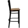 Flash Furniture HERCULES Series Black ”X” Back Metal Restaurant Barstool – Black Vinyl Seat(Cherry Wood Seat/Black Metal Frame)