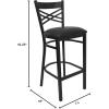 Flash Furniture HERCULES Series Black ”X” Back Metal Restaurant Barstool – Black Vinyl Seat(Cherry Wood Seat/Black Metal Frame)