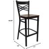 Flash Furniture HERCULES Series Black ”X” Back Metal Restaurant Barstool – Black Vinyl Seat(Mahogany Wood Seat/Black Metal Frame)