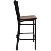 Flash Furniture HERCULES Series Black ”X” Back Metal Restaurant Barstool – Black Vinyl Seat(Mahogany Wood Seat/Black Metal Frame)