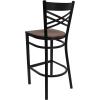 Flash Furniture HERCULES Series Black ”X” Back Metal Restaurant Barstool – Black Vinyl Seat(Mahogany Wood Seat/Black Metal Frame)