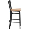 Flash Furniture HERCULES Series Black ”X” Back Metal Restaurant Barstool – Black Vinyl Seat(Natural Wood Seat/Black Metal Frame)