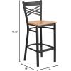 Flash Furniture HERCULES Series Black ”X” Back Metal Restaurant Barstool – Black Vinyl Seat(Natural Wood Seat/Black Metal Frame)