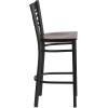 Flash Furniture HERCULES Series Black ”X” Back Metal Restaurant Barstool – Black Vinyl Seat(Walnut Wood Seat/Black Metal Frame)