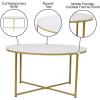 Flash Furniture Hampstead Collection Coffee and End Table Set – White Marbled Laminate Top & Matte Gold Crisscross Frame – 3 Piece Occasional Table Set