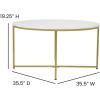 Flash Furniture Hampstead Collection Coffee and End Table Set – White Marbled Laminate Top & Matte Gold Crisscross Frame – 3 Piece Occasional Table Set