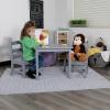 Flash Furniture Kyndl Kids Solid Hardwood Table and Chair Set for Playroom, Bedroom, Kitchen – 3 Piece Set – Natural(Grey)