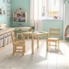 Flash Furniture Kyndl Kids Solid Hardwood Table and Chair Set for Playroom, Bedroom, Kitchen – 3 Piece Set – Natural(Natural)