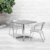 Flash Furniture Lila 31.5” Square Aluminum Indoor-Outdoor Table Set with 2 Slat Back Chairs(0)
