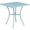 Flash Furniture Oia Commercial Grade 28″ Square Black Indoor-Outdoor Steel Patio Table Set with 2 Round Back Chairs(Sky Blue)