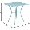 Flash Furniture Oia Commercial Grade 28″ Square Black Indoor-Outdoor Steel Patio Table Set with 2 Round Back Chairs(Sky Blue)