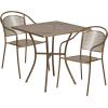 Flash Furniture Oia Commercial Grade 28″ Square Black Indoor-Outdoor Steel Patio Table Set with 2 Round Back Chairs(White)