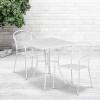 Flash Furniture Oia Commercial Grade 28″ Square Black Indoor-Outdoor Steel Patio Table Set with 2 Round Back Chairs(White)