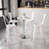 Flash Furniture Pearl 23.75” Round Wood Dining Table with Chrome Base, Narrow Round Wood Cocktail Table, Adjusts 26.25” – 35.75″H, White/Silver