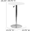 Flash Furniture Pearl 23.75” Round Wood Dining Table with Chrome Base, Narrow Round Wood Cocktail Table, Adjusts 26.25” – 35.75″H, White/Silver