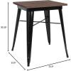 Flash Furniture Prince 23.5″ Square Black Metal Indoor Table with Walnut Rustic Wood Top